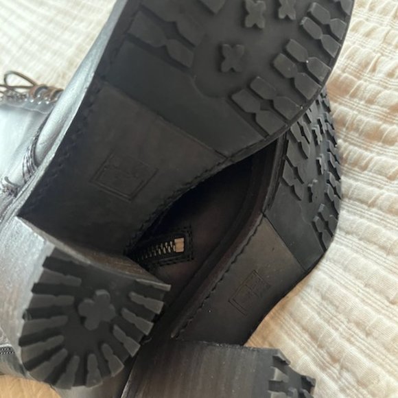Frye Lace Up Tall Black Leather Combat Boots - 5.5 - Picture 12 of 12
